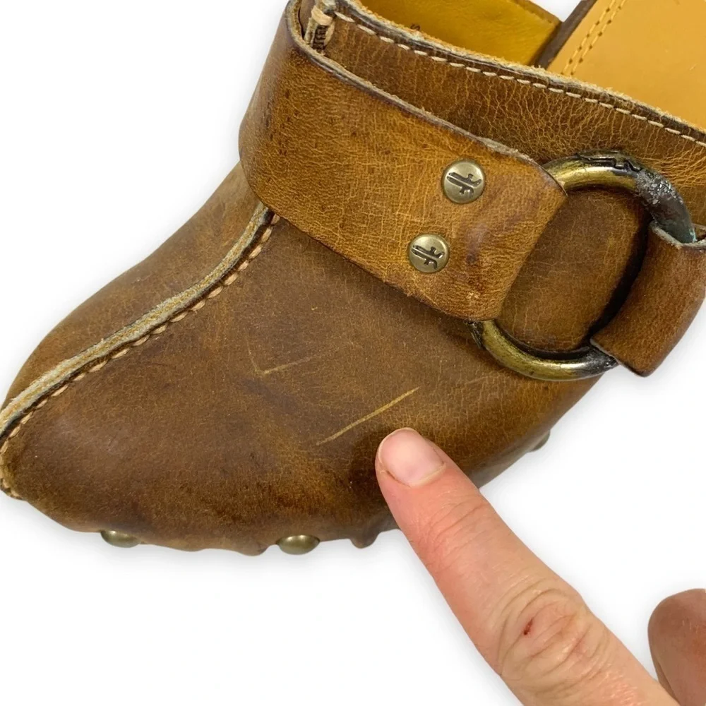 Frye Reese Ring Mule Brown Leather Size 6.5 - Picture 12 of 15